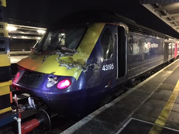 HST train cab struck by tree in Plymouth